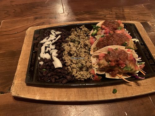Avocado tacos with black beans a wild rice  at Nacho Daddy - Summerlin in Las Vegas