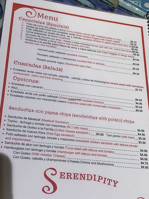 Menu2 at Serendipity in Cotacachi