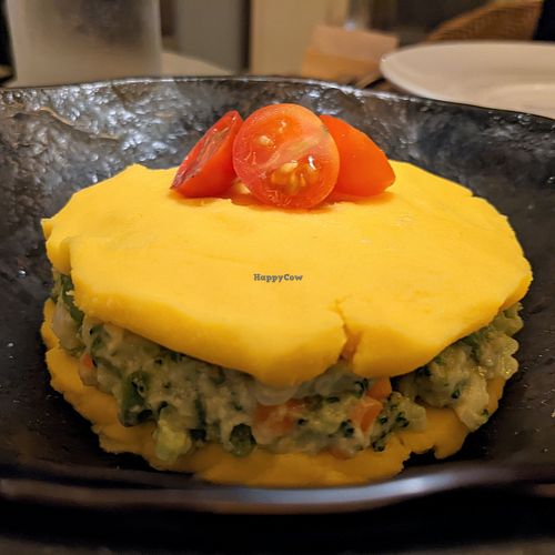 Cold potatoes with vegetables tartar at Restaurant Ballestas in Paracas