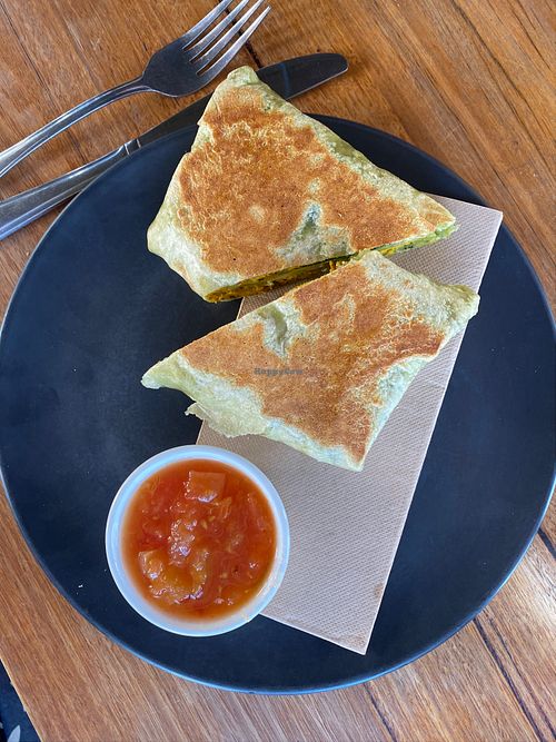 Scrambled tofu wrap (pre-made from the counter) at Onda Food House in Aireys Inlet