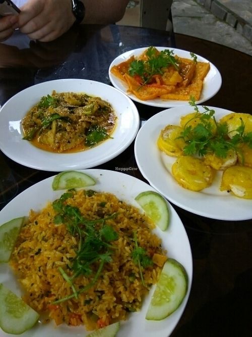 selection of dishes. at Ngu Ha Garden Vegetarian Restaurant in Hue
