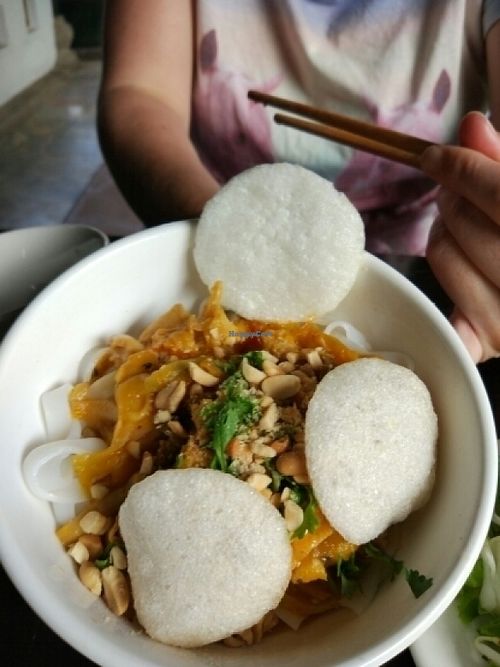 rice noodles with peanut at Ngu Ha Garden Vegetarian Restaurant in Hue