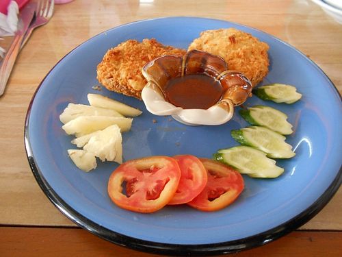 J.N.A Vegetarian food Jomtien  - Golden crispy fried pork - delicious! at JNA Vegetarian Food in Pattaya