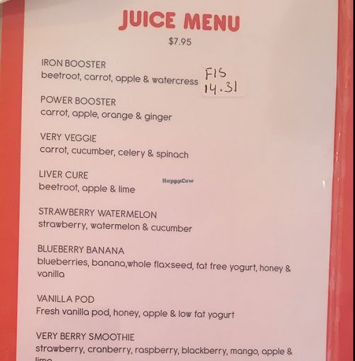 juice menu 1 at GiGi's in Simpson Bay