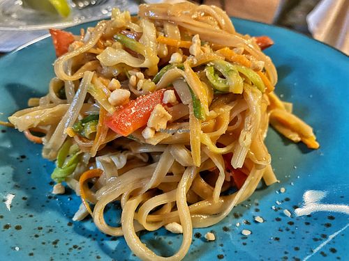 Thai inspired noodle dish. A little weird to have this served at an Italian restaurant    at La Tecia Vegana in Venice