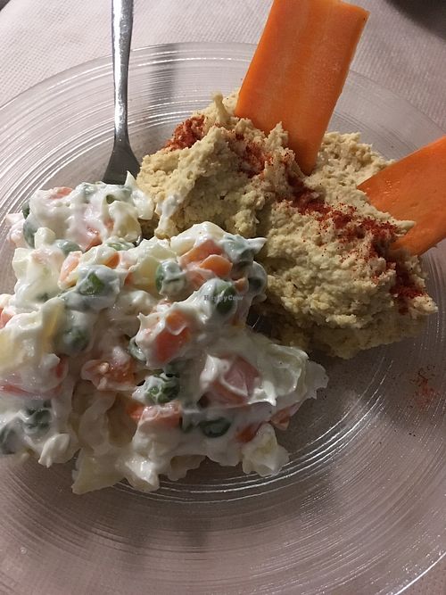Russian salad and hummus at La Tecia Vegana in Venice