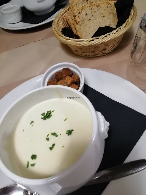 White cauliflower soup at La Tecia Vegana in Venice