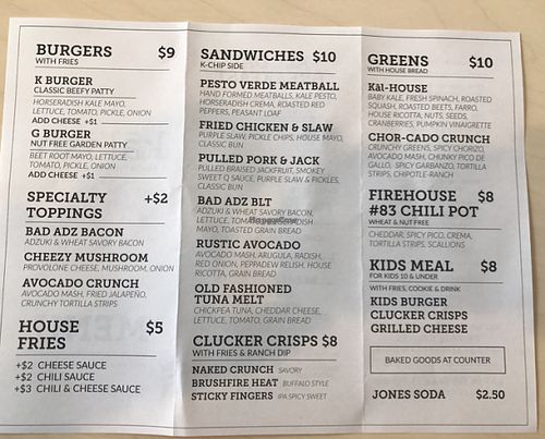 menu at Kal'ish in Chicago