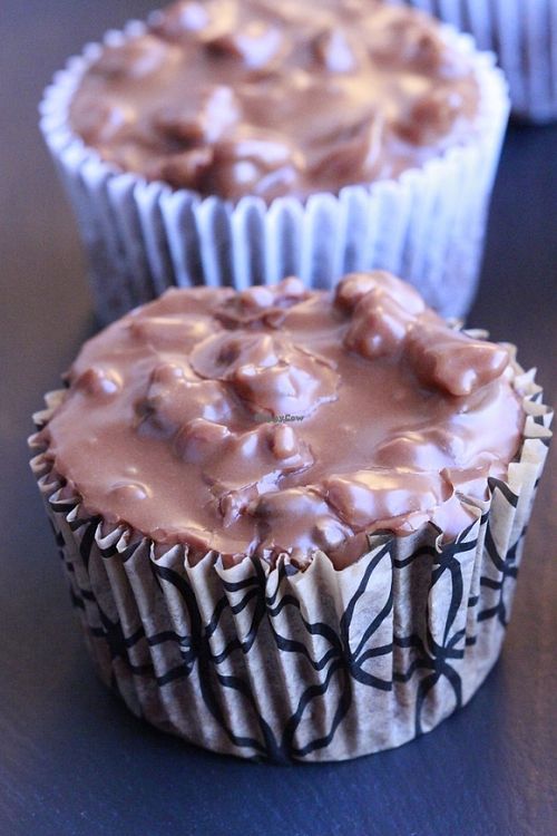 vegan gluten free chocolate cupcake with chocolate walnut frosting. at Caked Up in Rancho Cucamonga