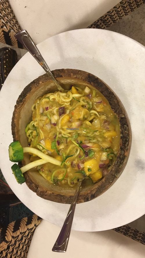 Raw zucchini zoodles  at SUKA in San Juan