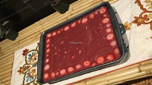 Raw strawberry banana cake  at SUKA in San Juan