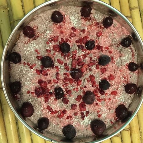 Raw cherry Jubilee tart   at SUKA in San Juan