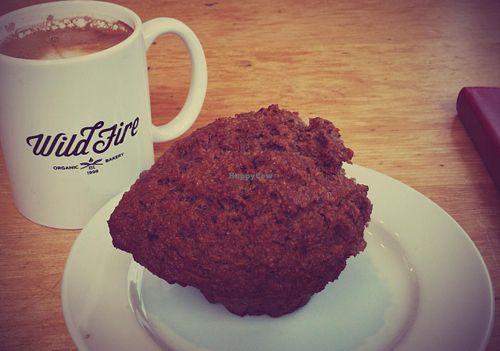 Banana + hazelnut muffin, latte at Wildfire Bakery in Victoria