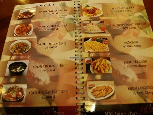 A couple of pages from their menu. at Ahimsa in Hanoi