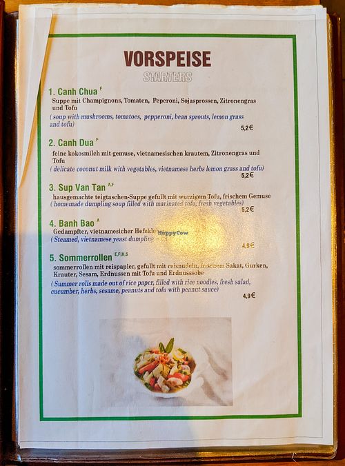 Menu page at QB Vegan at QB Vegan in Berlin