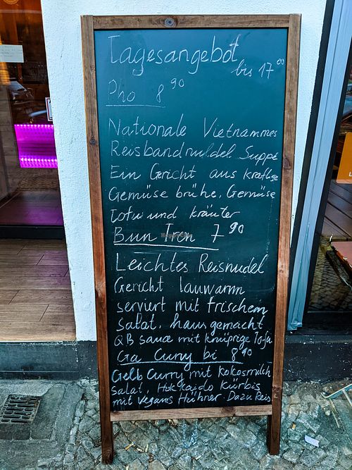 Menu items outside of QB Vegan at QB Vegan in Berlin
