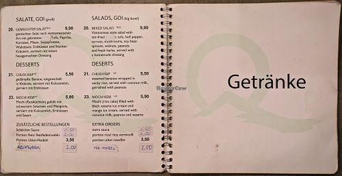 Menu page at QB Vegan at QB Vegan in Berlin