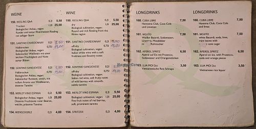 Menu page at QB Vegan at QB Vegan in Berlin