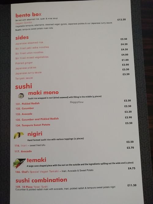 Menu at Nippon Kitchen in Glasgow
