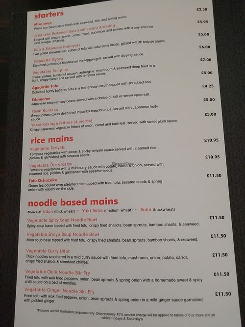 Menu at Nippon Kitchen in Glasgow
