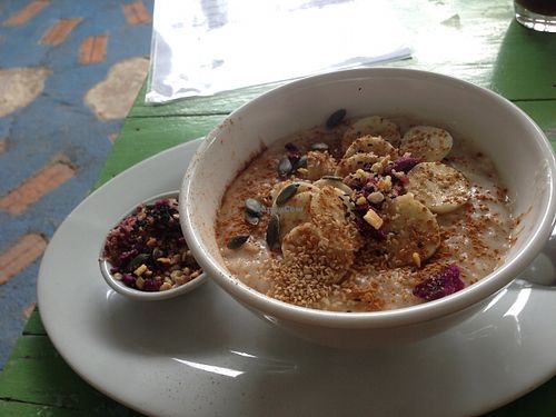 Oat porridge with superfood at Peace Food Cafe in Sihanoukville