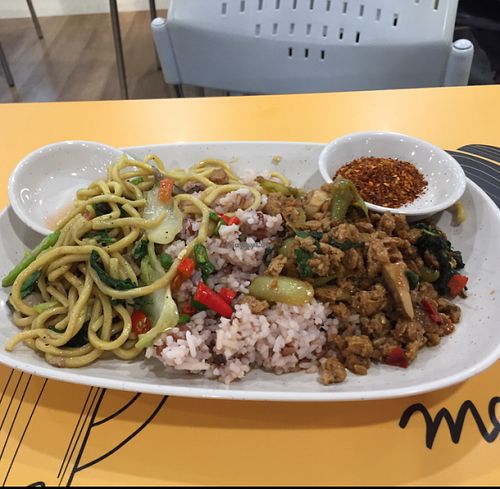 Two dishes and rice for 50 baht at Platinum Fashion Mall - Term-Bun in Bangkok