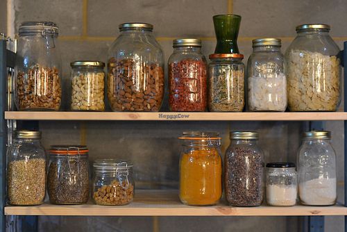 Superfood shelf - powders and other raw goodness at MOTHER - Juice Works in East London
