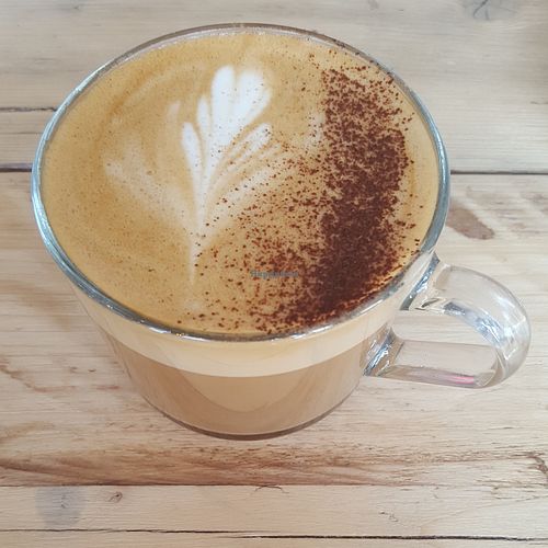 Cappuccino with oat milk at MOTHER - Juice Works in East London