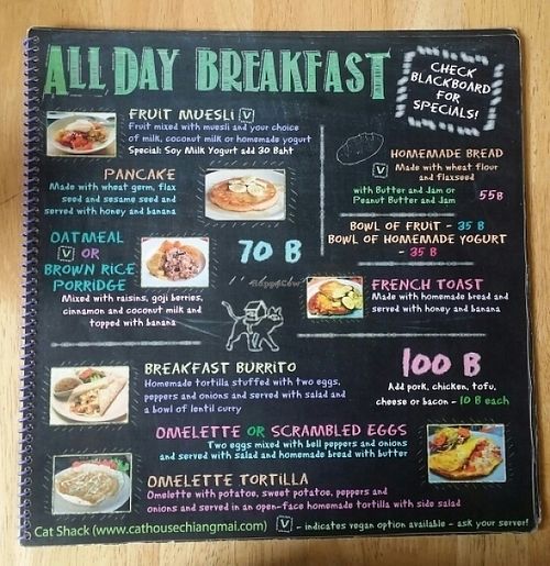menu breakfast at Cat House Chiang Mai - Cat Shack in Chiang Mai