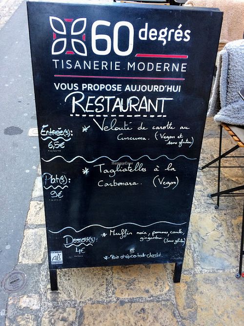 Menu Board, 16 January 2017 at 60 Degres Tisanerie Moderne in Aix-en Provence