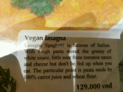 The oddest description of food I have ever come across. at Minh Chay - Hang Gai in Hanoi