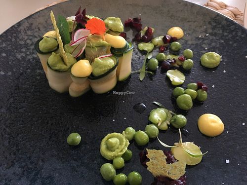courgettes, peas, passion fruit mayonnaise at ONA in Ares
