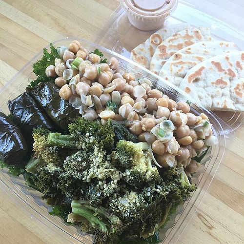 trio salad over kale. pick your own toppings! at Greens and Grains in Northfield