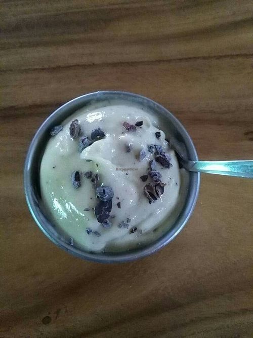 tasty banana mousse at Auroville Raw Food Centre in Auroville