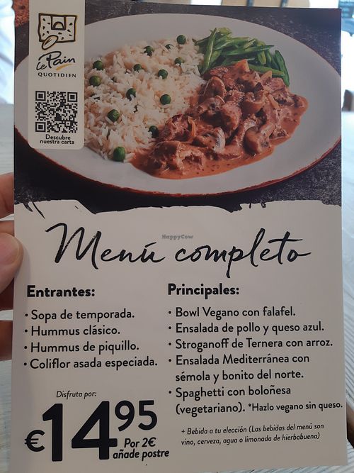 Menu of the day so as April 2023 at Le Pain Quotidien - Velazquez in Madrid