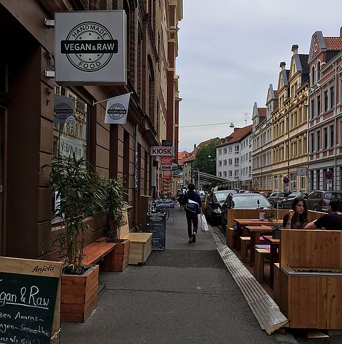 outside seating area at Vegan&Raw in Hannover