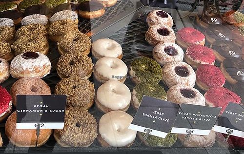 Yummy! Good choice of vegan donuts at The Rolling Donut - Bachelors Walk in Dublin
