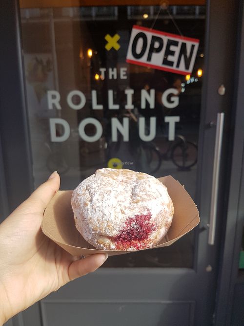 vegan raspberry filled donut! at The Rolling Donut - Bachelors Walk in Dublin