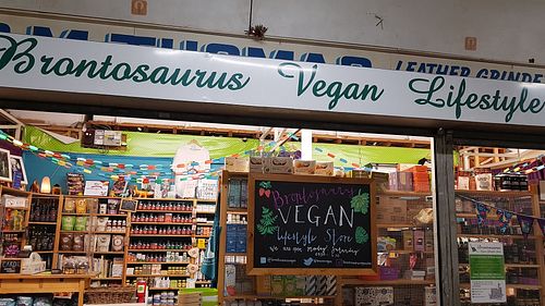 Outside at Brontosaurus Vegan Lifestyle Store in Swansea