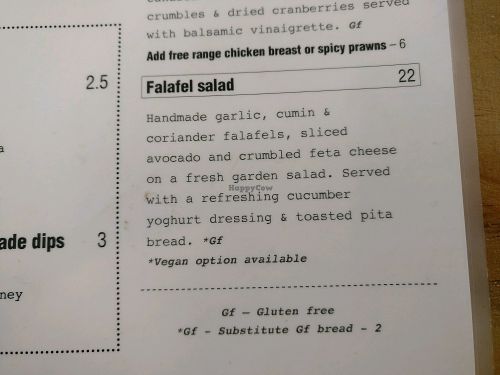 falafel salad option at Abracadabra Cafe & Bar in Rotorua