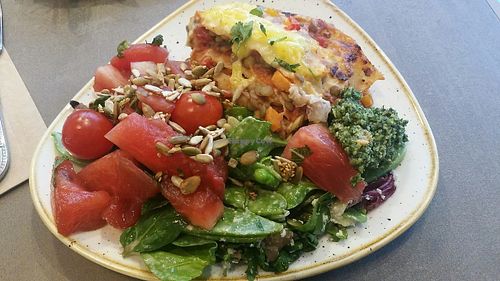 Lasagne. Proper tasty... at Nordvegan in Oslo