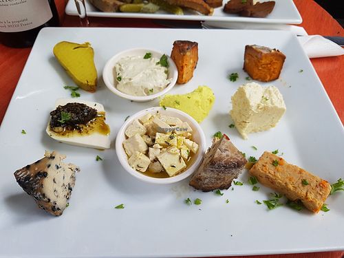 Big cheese platter at Le Faitout Vegan in Paris