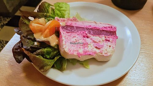 'Goat' cheese and beetroot terrine at Le Faitout Vegan in Paris