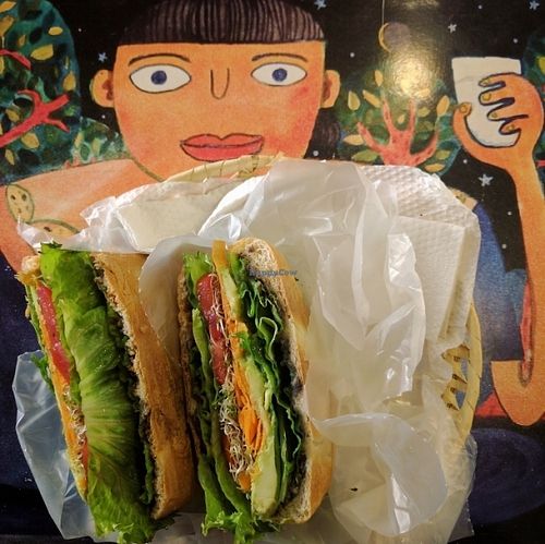 Vegan sandwich at Naranja Dulce in Oaxaca