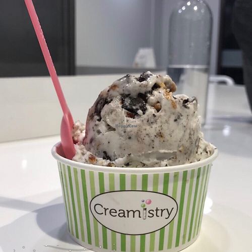 Coconut milk base with Oreos and almonds mixed in  at Creamistry in Scottsdale