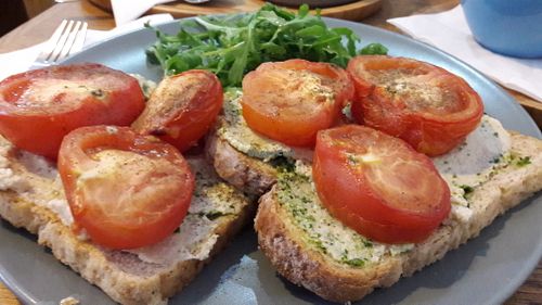 Cashew Cheese & Roast Tomatoes on Toast at Iho in Belfast