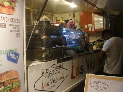Las Vegan's food truck. It is located in a food truck village. Look for the colorful signage. at Las Vegan's - Kazinczy Trailer in Budapest