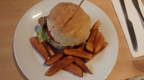 Green tofu burger at Holy Cow in Edinburgh