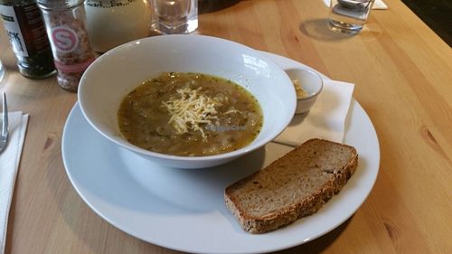 French onion soup  at Holy Cow in Edinburgh