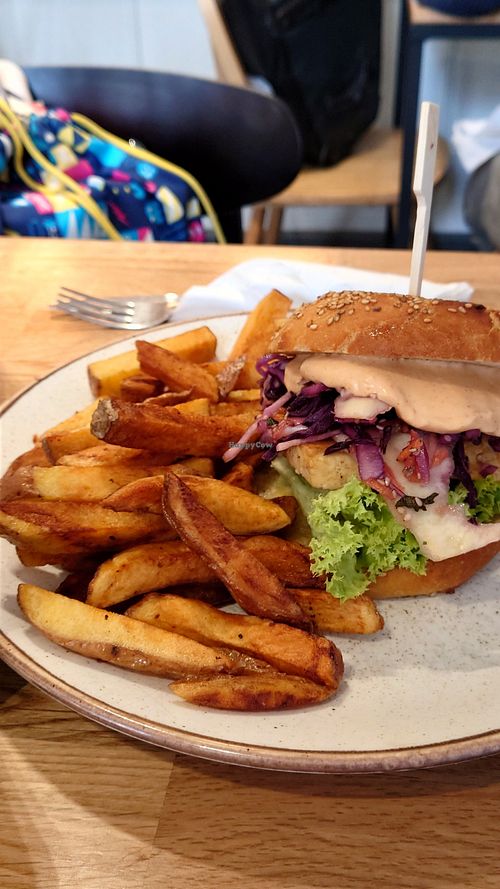 Tofu burger at Holy Cow in Edinburgh